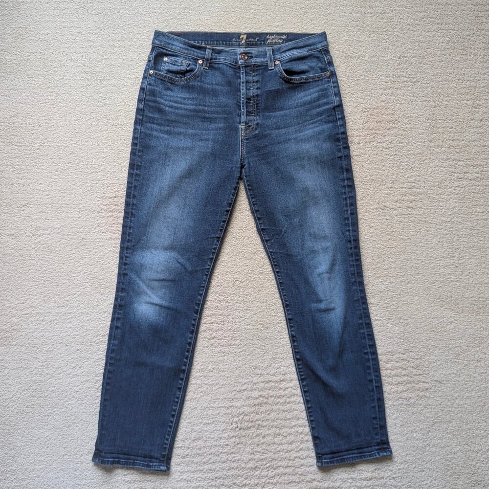 7 For All Mankind High Waist Josefina Straight Leg Stretch Jeans Women's 31 x 27